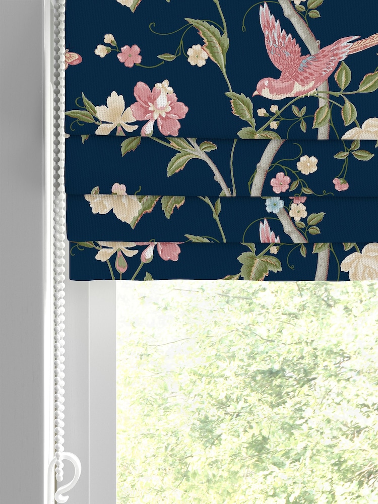 Laura Ashley Midnight Blue Summer Palace Made to Measure 100% Cotton Roman Blinds - Image 2 of 6