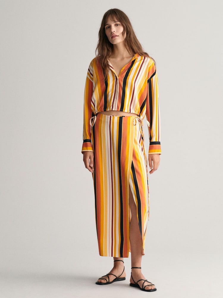 GANT Yellow Striped Wrap Skirt - Image 1 of 6