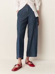 GANT Blue Relaxed Wide Leg Chambray Trousers - Image 1 of 3