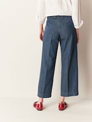 GANT Blue Relaxed Wide Leg Chambray Trousers - Image 2 of 3