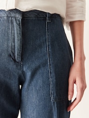 GANT Blue Relaxed Wide Leg Chambray Trousers - Image 3 of 3