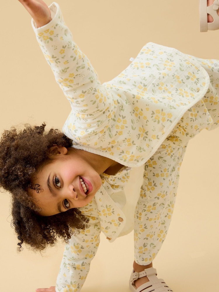 MORI Cream Floral Muslin Jumpsuit - Image 2 of 4 MORI Cream Floral Muslin Jumpsuit - Image 2 of 4
