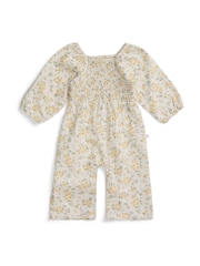 MORI Cream Floral Muslin Jumpsuit - Image 3 of 4