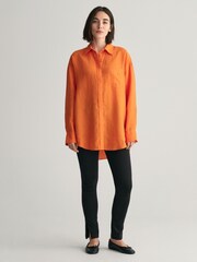 GANT Orange Oversized 100% Linen Shirt - Image 3 of 7