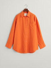 GANT Orange Oversized 100% Linen Shirt - Image 7 of 7