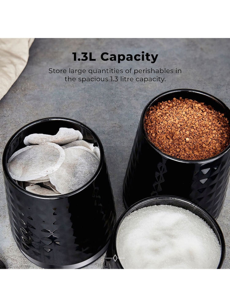 Tower Black Solitaire Set of 3 Canisters - Image 2 of 5