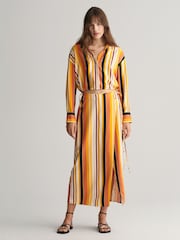 GANT Yellow Relaxed Fit Striped Tie Band Shirt - Image 1 of 8