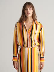 GANT Yellow Relaxed Fit Striped Tie Band Shirt - Image 3 of 8