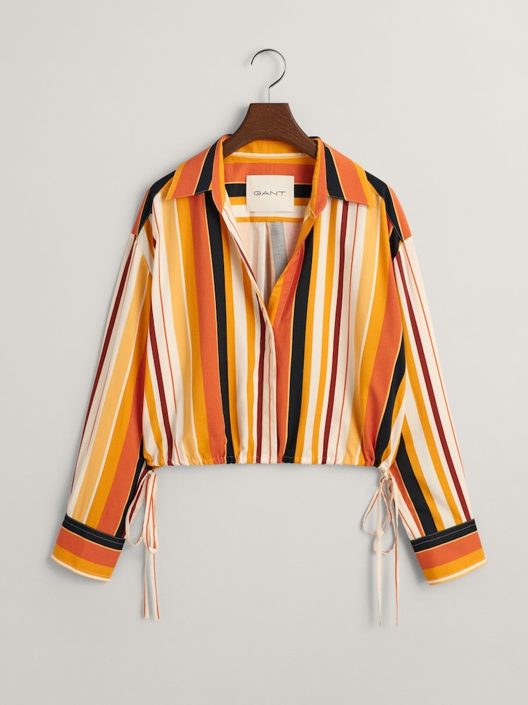 GANT Yellow Relaxed Fit Striped Tie Band Shirt - Image 8 of 8