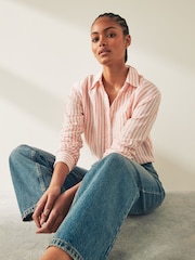 GANT Pink Relaxed Fit Striped 100% Linen Shirt - Image 1 of 6