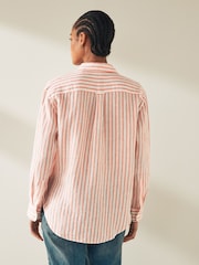 GANT Pink Relaxed Fit Striped 100% Linen Shirt - Image 2 of 6