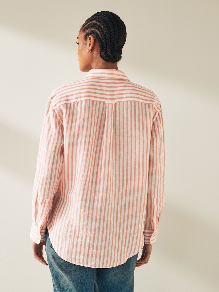 GANT Pink Relaxed Fit Striped 100% Linen Shirt - Image 2 of 6