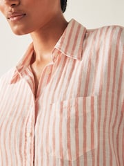 GANT Pink Relaxed Fit Striped 100% Linen Shirt - Image 3 of 6