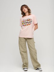 Superdry Pink 70s Floral Script Logo T-Shirt - Image 2 of 2