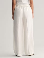 GANT White Relaxed Fit Linen Blend Pull-On Trousers - Image 2 of 6