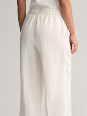 GANT White Relaxed Fit Linen Blend Pull-On Trousers - Image 4 of 6