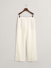 GANT White Relaxed Fit Linen Blend Pull-On Trousers - Image 6 of 6