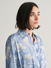 GANT Blue Magnolia Print Shirt Dress - Image 6 of 9