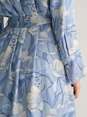 GANT Blue Magnolia Print Shirt Dress - Image 7 of 9