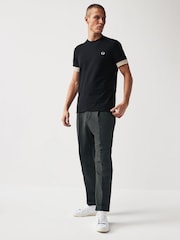 Fred Perry 100% Cotton Striped Cuff Black T-Shirt - Image 3 of 7