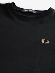 Fred Perry 100% Cotton Striped Cuff Black T-Shirt - Image 5 of 7