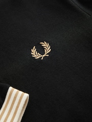 Fred Perry 100% Cotton Striped Cuff Black T-Shirt - Image 6 of 7
