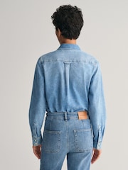 GANT Blue Regular Fit Denim 100% Cotton Shirt - Image 2 of 8