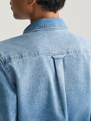 GANT Blue Regular Fit Denim 100% Cotton Shirt - Image 5 of 8