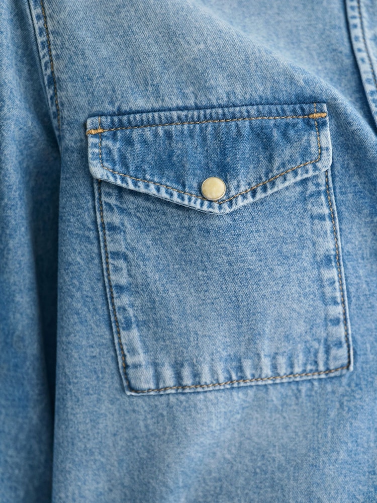 GANT Blue Regular Fit Denim 100% Cotton Shirt - Image 8 of 8