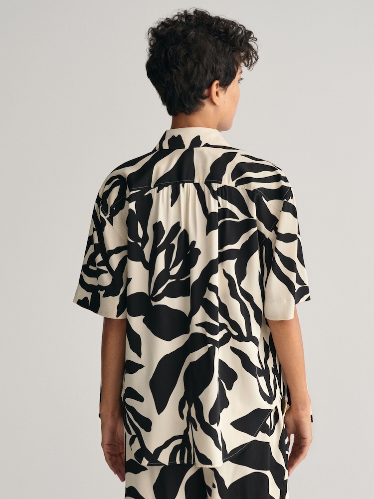 GANT Cream Relaxed Fit Palm Print Short Sleeve Shirt - Image 2 of 6