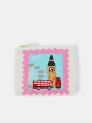 Accessorize Cream Beaded London Stamp Pouch - Image 1 of 2