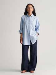GANT Blue Relaxed Fit Linen Blend Pull-On Trousers - Image 1 of 6