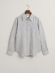 GANT Blue Relaxed Fit Striped 100% Linen Shirt - Image 4 of 6