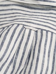 GANT Blue Relaxed Fit Striped 100% Linen Shirt - Image 5 of 6