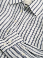GANT Blue Relaxed Fit Striped 100% Linen Shirt - Image 6 of 6