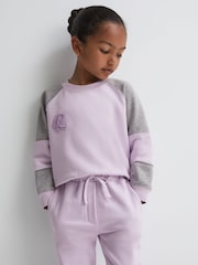 Reiss Lilac Bryce Junior Colourblock Motif Jersey Jumper - Image 1 of 6
