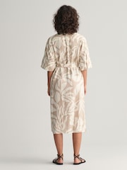 GANT Cream Palm Print 100% Linen Shirt Dress - Image 2 of 8