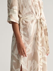 GANT Cream Palm Print 100% Linen Shirt Dress - Image 5 of 8