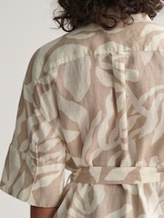 GANT Cream Palm Print 100% Linen Shirt Dress - Image 7 of 8