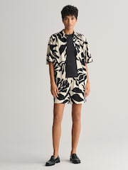 GANT Cream Relaxed Fit Palm Print Fluid Shorts - Image 1 of 7