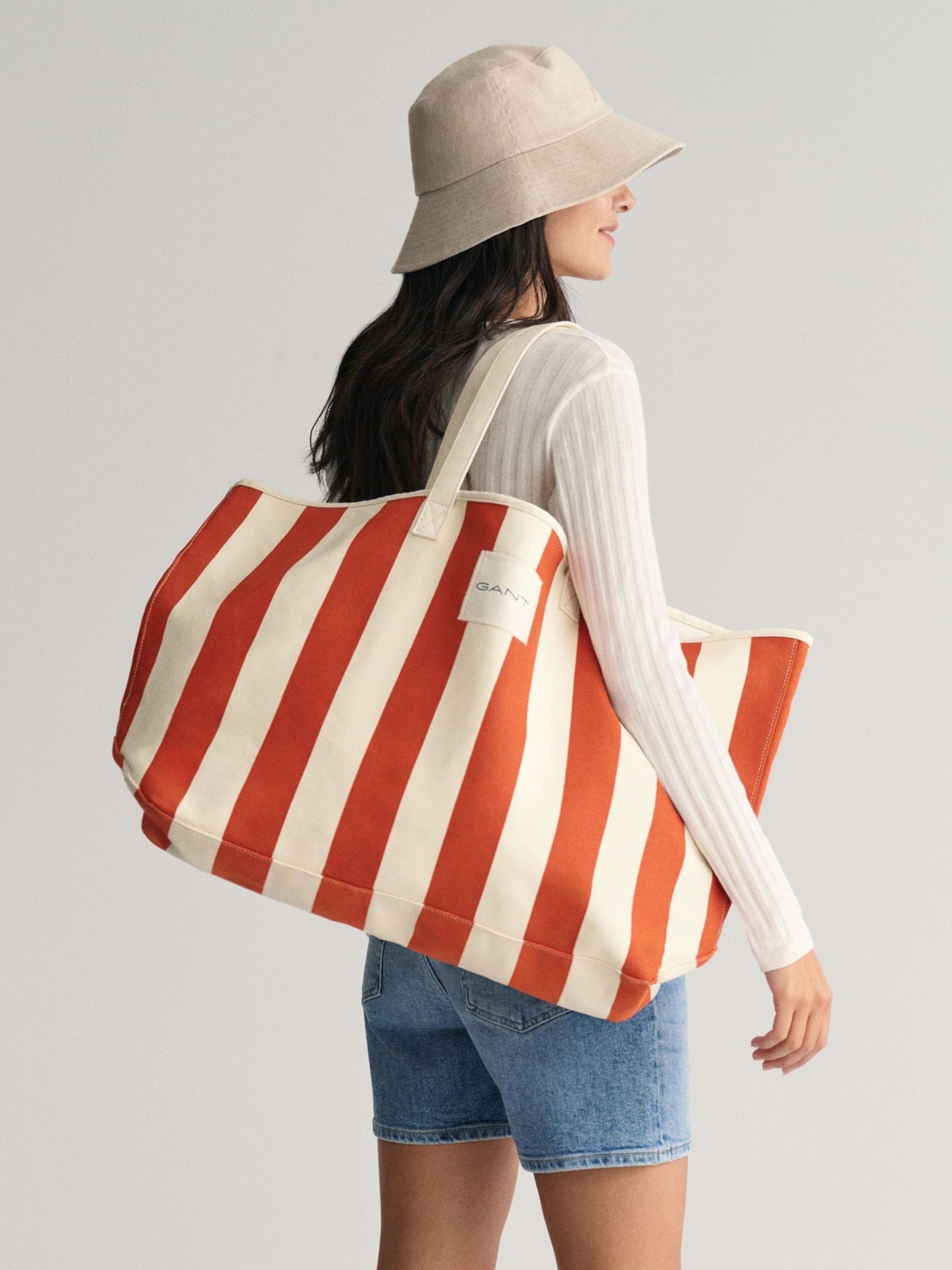 Striped canvas beach bag outlet