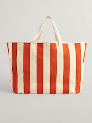 GANT Orange Striped Canvas Beach 100% Cotton Bag - Image 3 of 5