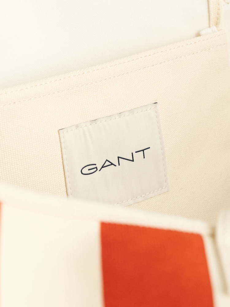 GANT Orange Striped Canvas Beach 100% Cotton Bag - Image 4 of 5