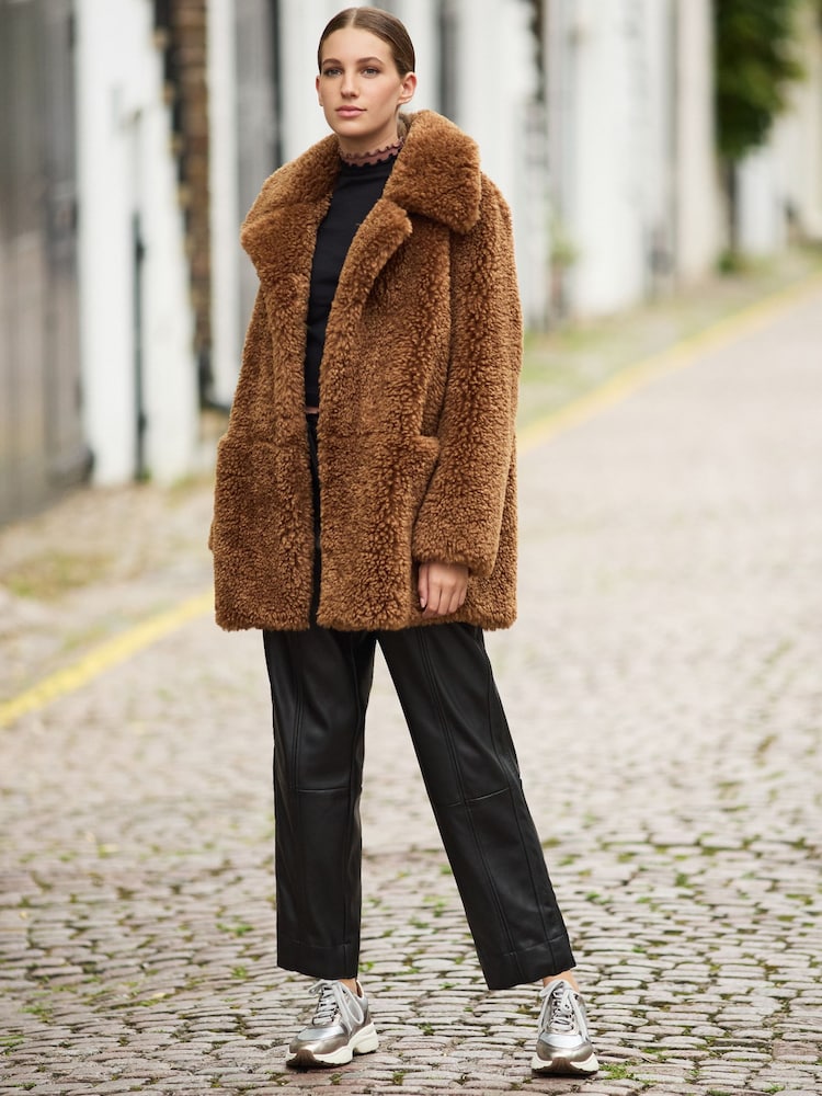 Toffee Brown Teddy Borg Coat - Image 2 of 5