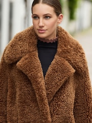 Toffee Brown Teddy Borg Coat - Image 4 of 5