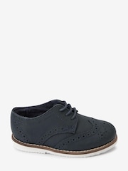 Navy Standard Fit (F) Leather Brogue Shoes - Image 2 of 5