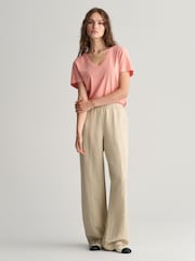 GANT Cream Relaxed Fit Linen Blend Pull-On Trousers - Image 1 of 8