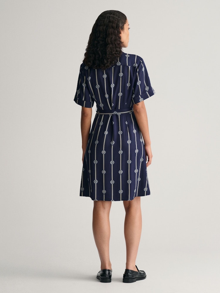 GANT Blue Printed Short Sleeve Shirt Dress - Image 2 of 8