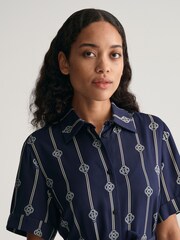 GANT Blue Printed Short Sleeve Shirt Dress - Image 3 of 8