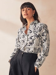 GANT White Regular Fit Palm Print Voile 100% Cotton Shirt - Image 1 of 5